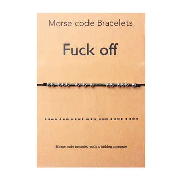 

Morse Code Bracelet Stainless steel Beads on Silk Cord Friendship Bracelet Gift for Her