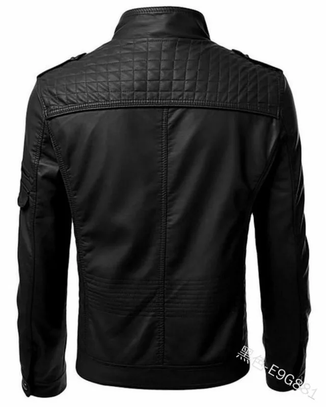 Autumn And Winter New Style Leather Coat Men's Ozhouzhan Hot Selling Solid Color Joint Stand Collar Jacket E9g881