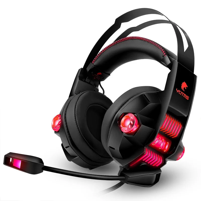 Professional gaming headsets with mic usb Wired Big Headphones 7 1 Surround 4 coil LED light hd Microphone for Gamer PC PS4 PRO