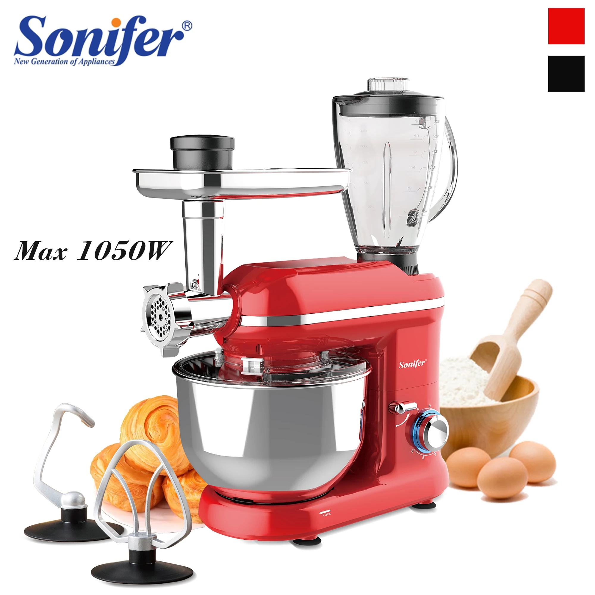 

5.5L Kitchen Food Stand Mixer 6-Speed 3in1 Household Kitchen Meat Grinder Blender Juicer Cake Dough Bread Mixer Sonifer