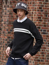 ##Special Price Semir Sweater male Korean version spring thin section round neck pullover sweater 2019 new contrast color striped youth sweater ##Special Price Semir Sweater male Korean version spring thin section round neck pullover sweater 2019 new contrast color striped youth sweater