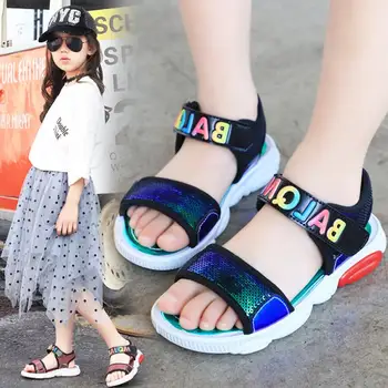 

Sequins Girls Sandals Summer Children's Sandals Princess's Color letter Shoes Soft open toe Kids Sandals For Girls Size 26-37
