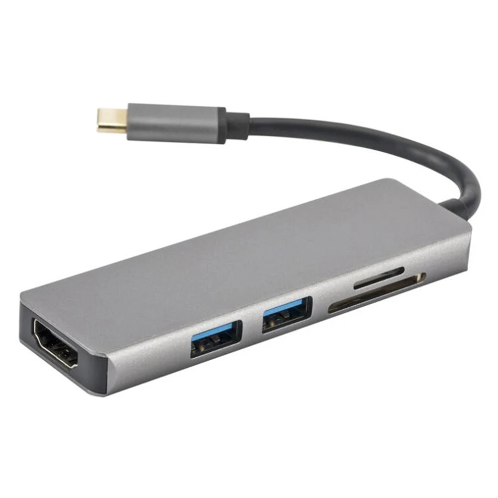 Type-C 5 в 1 концентратор USB-C-3,0 HDMI PD Thunderbolt 3 адаптер для MacBook samsung Galaxy S9/S8 huawei P20 Pro SD/TF карта концентратор
