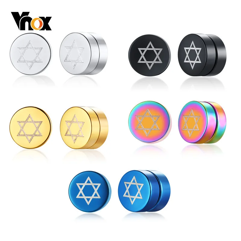 Vnox шестиугольные магнитные зажимные серьги-клипсы для мужчин и женщин из