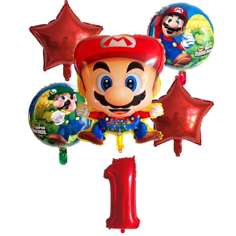 14 шт./лот, фольгированные шары Супер Марио, украшения для дня рождения, красные и синие цифры 1-9 и латексные шары, гелиевые шары Марио, детские игрушки - Цвет: Золотой