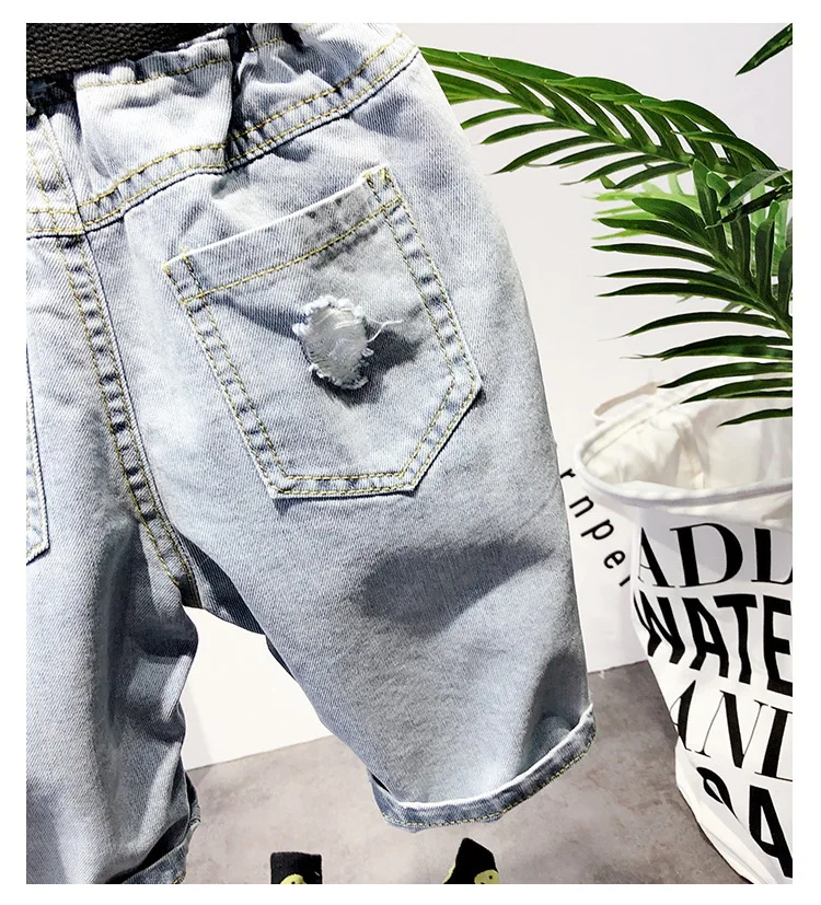 Calção jeans casual infantil, calça curta para