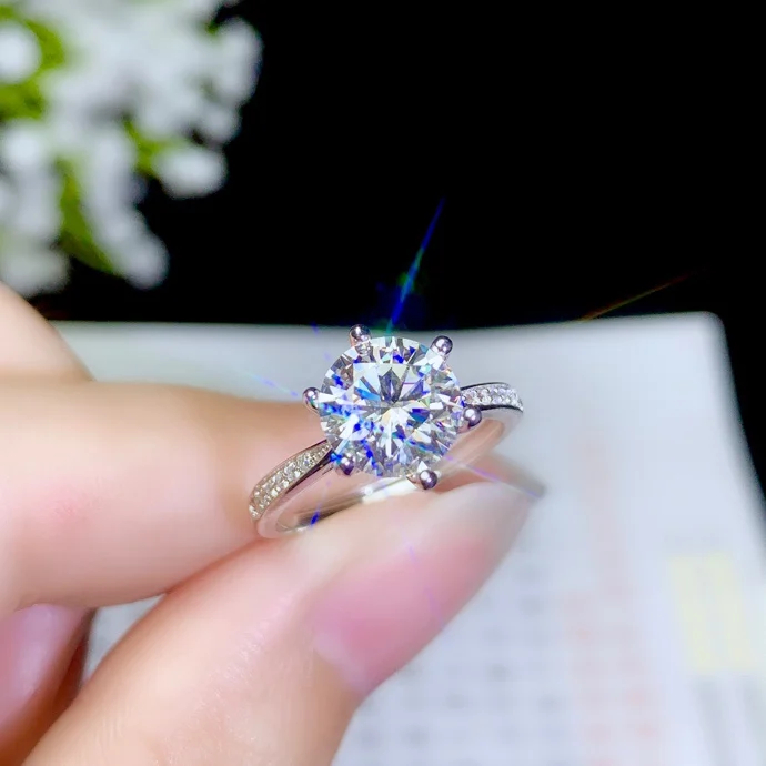 

shilovem 925 sterling silver Moissanite Diamond rings women classic plant Christmas gift new d color new vvs bj6.56.5999agsz