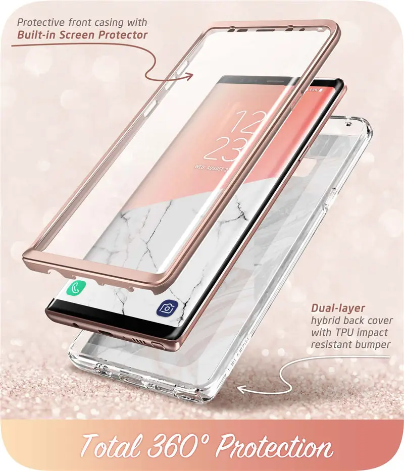 I-BLASON для samsung Galaxy Note 9 чехол Cosmo полный корпус блестящий Мраморный Бампер Защитный чехол со встроенной защитной пленкой