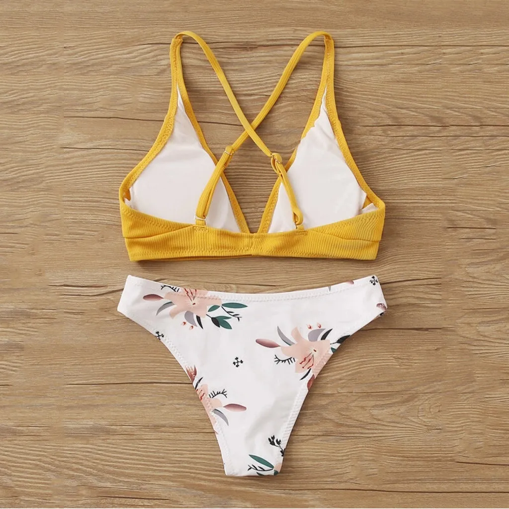 

Swimwear Women Two Piece Bikini 2020 Print Plus Size Push-up Padded Bra Beach Bikini Set Swimsuit Swimwear Bikinis 2019 Mujer