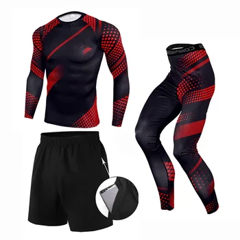 

High Quality Compression Mens Sport Suits Quick Dry Running sets Clothes Sports Joggers Training Gym Fitness MMA Tracksuits Male