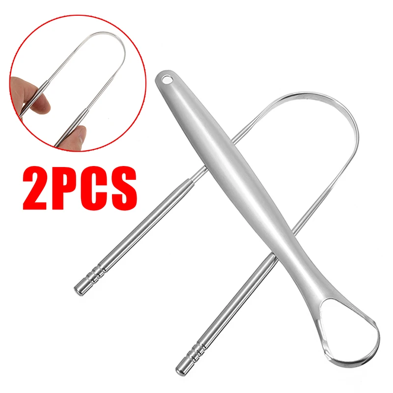 2 шт. скребок для языка из нержавеющей стали очиститель свежего дыхания с покрытием зубная щетка для языка Стоматологическая гигиена полости рта инструменты для ухода