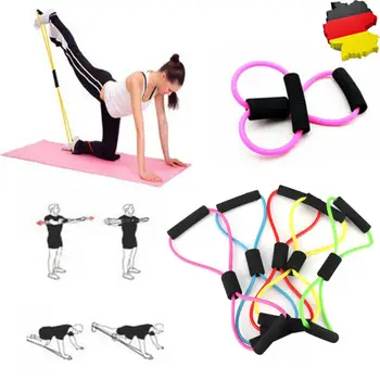 

Yoga 8 Form Zugseilrohr Pilates Widerstandsband Sport Fitness Gym Rally Tool