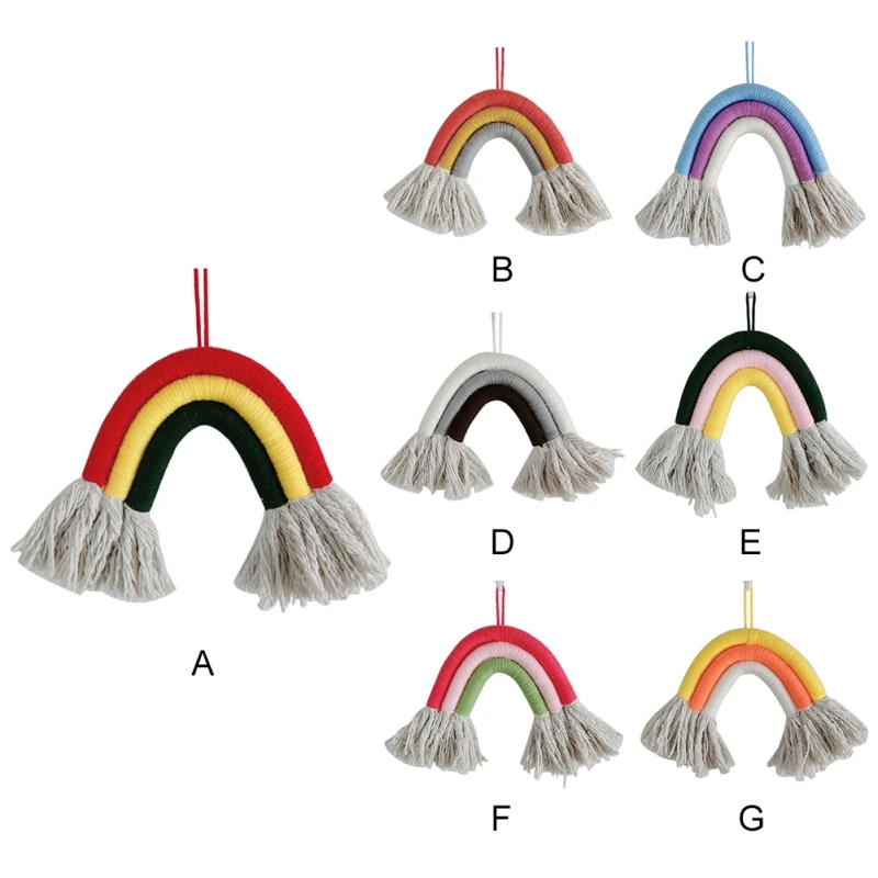 Nordic Hand-woven Rainbow Tapestry Boho Rainbow Tassel Wall Hanging Ornaments Kids Room Decoration Wind Chimes Photo Props