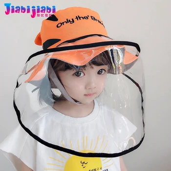 

Summer Kids Hat Mask For Anti Virus Face Shield Anti Spitting Protective Facial Boys Girls Face Shield Sun Visor Hat 1-5 old