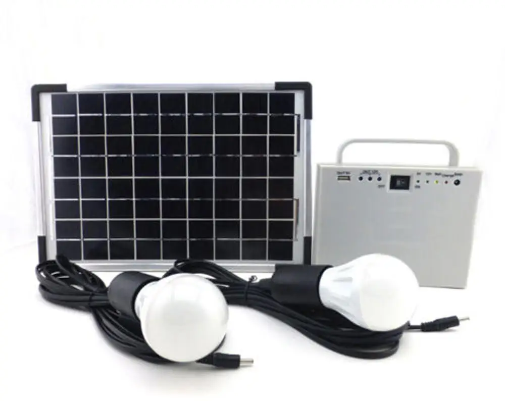 US $86.99 Portable 10W offgrid Solar Energy System kit Solar powered Bank Charger with 2 LED Lamp for Home lighting Camping Fishing