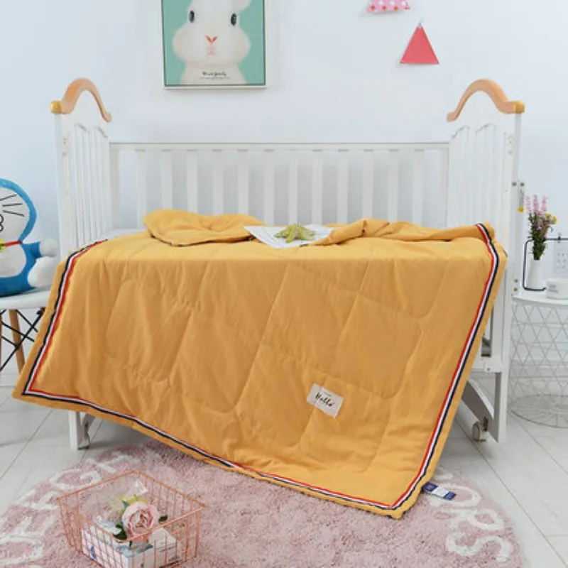 0.75kg Summer Полиэстер однотонный детский плед лето весна осень зима 120x150 см Стёганое одеяло для мальчиков девочек Детская кровать 0,6 м 1,0 м - Цвет: 0.75kg Summer