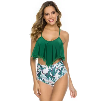 

2020 New Arrive Beach Tankini Women High Waisted Bathing Suits Swimsuit Tassel Ball Two Pieces Suits for Swimming Suit