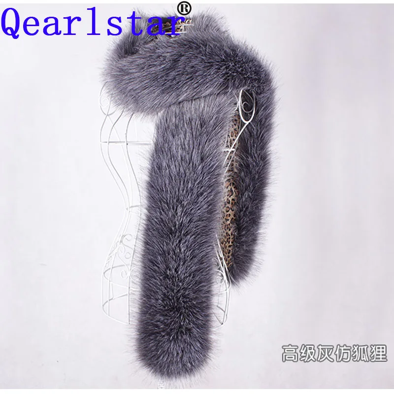Qearlstar длинный воротник из искусственного меха шарф для женщин Зимний искусственный мех енота обертывания теплая зимняя плотная модная шаль разноцветная 180 см ZKG02 - Цвет: Grey 1