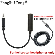 Adaptateur de casque d'aviation pour hélicoptère uniquement, avec câble de connexion MP3 et téléphone portable 3.5mm (uniquement pour l'écoute)