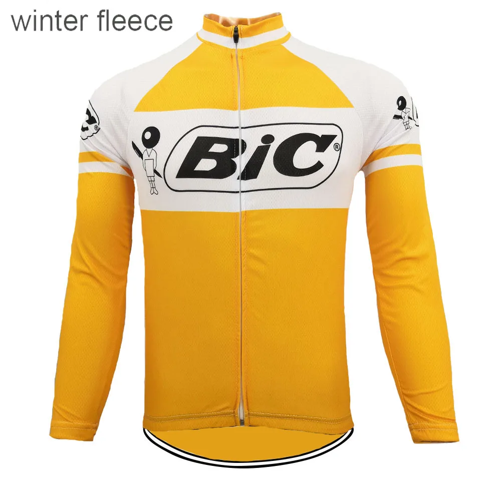 Ретро Велоспорт Джерси зима флис человек с длинным рукавом велосипедная одежда тепловой ветрозащитный велосипедная одежда ropa Ciclismo несколько вариантов - Цвет: men long sleeve8