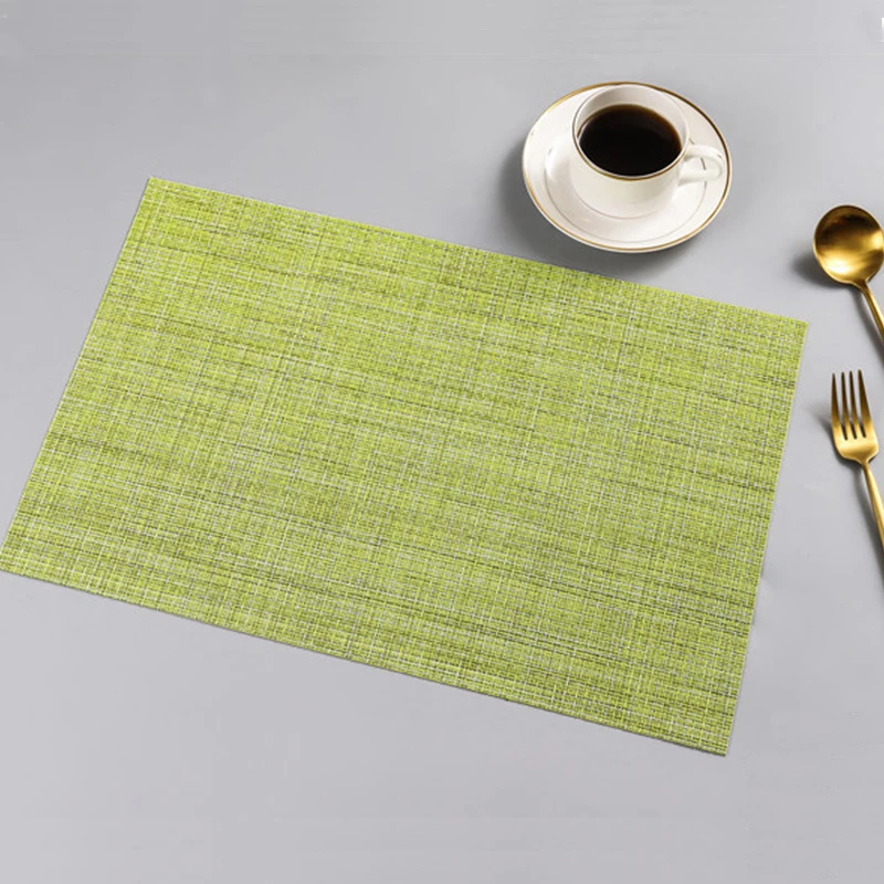 green Салфетки, моющиеся, ПВХ, коврик для стола, коврик для стола, столы, устойчивые к пятнам, обеденный диск, коврик для чаши, подставка, Нескользящие, ПВХ коврик для стола - Цвет: green