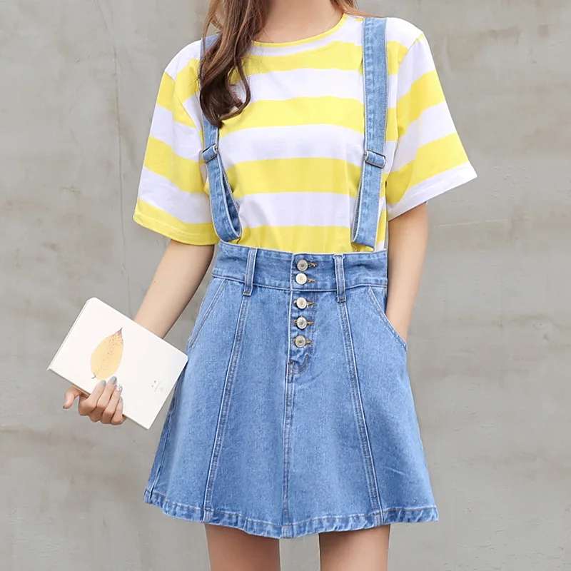 

2017 Spring And Summer New Style Korean-style Cowboy Splittable High-waisted Slimming Strapped Dress