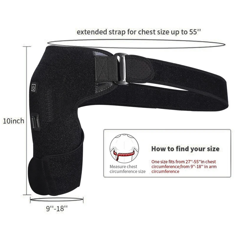 Adjustable Shoulder Heating Pad Heated Shoulder Brace for Men and Women Hot Cold Therapy for Frozen Shoulder, Rotator Cuff