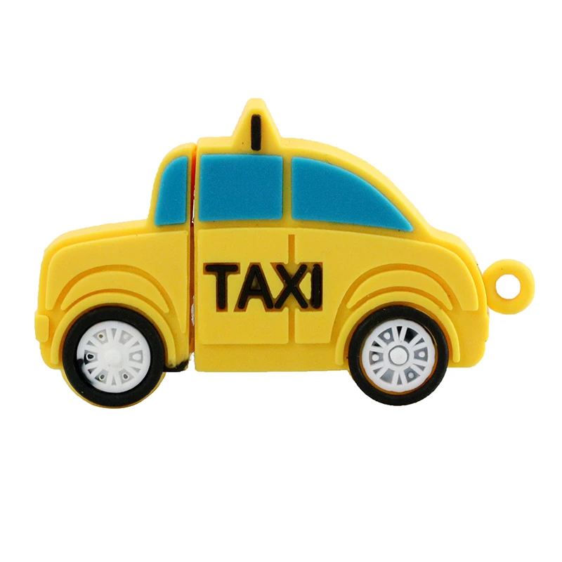 Cartoon Car U Disk flash pen-drive Silicone Cute Taxi 256GB 128GB 16 64 32 8 4 256 gb Pendrive Memory Stick USB2.0 Creative Gift
