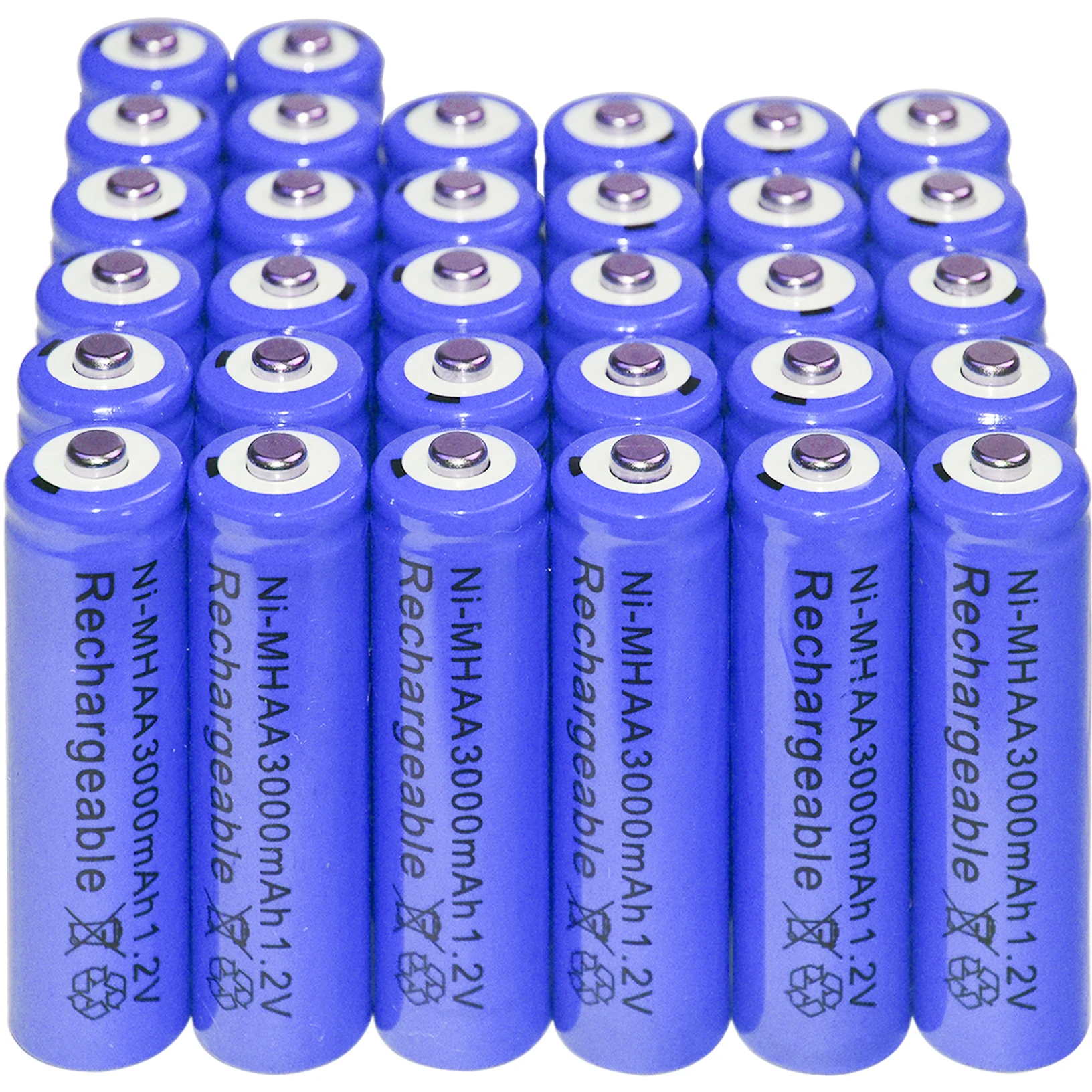 32x AA 3000mAh 2A 1.2V Ni MH Blue Rechargeable Battery Cell for MP3 RC