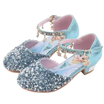 

Fashion Children Elsa Princess Leather Shoes Kids Girls Wedding Shoes High Heels Dress Shoes Bowtie Girls Cartoon Sneakers