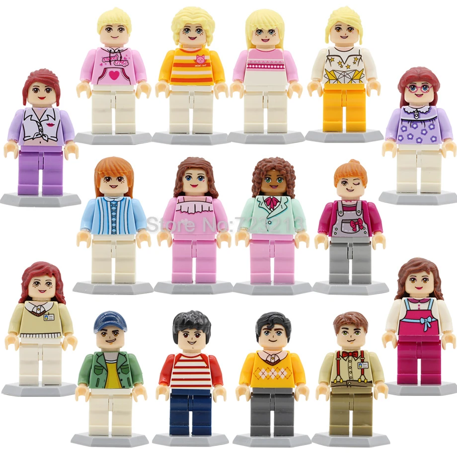 

16pcs/lot Sweet Lovely Girls Boys Figure Set City School Student Building Block Models Kids Educational Toys for Children Gift