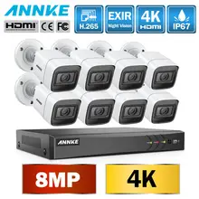 ANNKE 4K HD ультра прозрачная 8-канальная система безопасности Видео H.265+ DVR с 8 шт. 8MP ИК Открытый всепогодный CCTV камера видеонаблюдения комплект