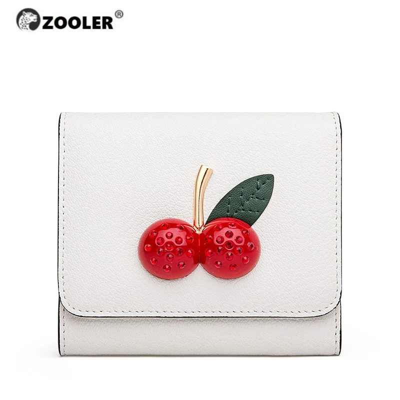ZOOLER, женский кожаный кошелек, брендовый, мягкий, кожаный, короткий кошелек, бахрома, кошелек для монет, кредитный держатель для карт, женские кошельки с рисовыми вишнями, TC205