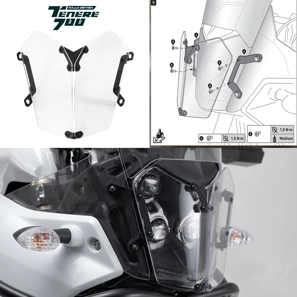 Защита для передней фары Yamaha Tenere 700 защита линзы подходит Tenere700 2019-UP акриловые