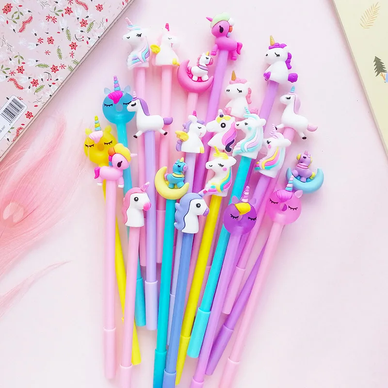 Радуга Единорог детская мультипликационная гелевая ручка милые Kawaii красивые черные чернила ручка для девочки детский подарок канцелярские принадлежности для офиса и школы