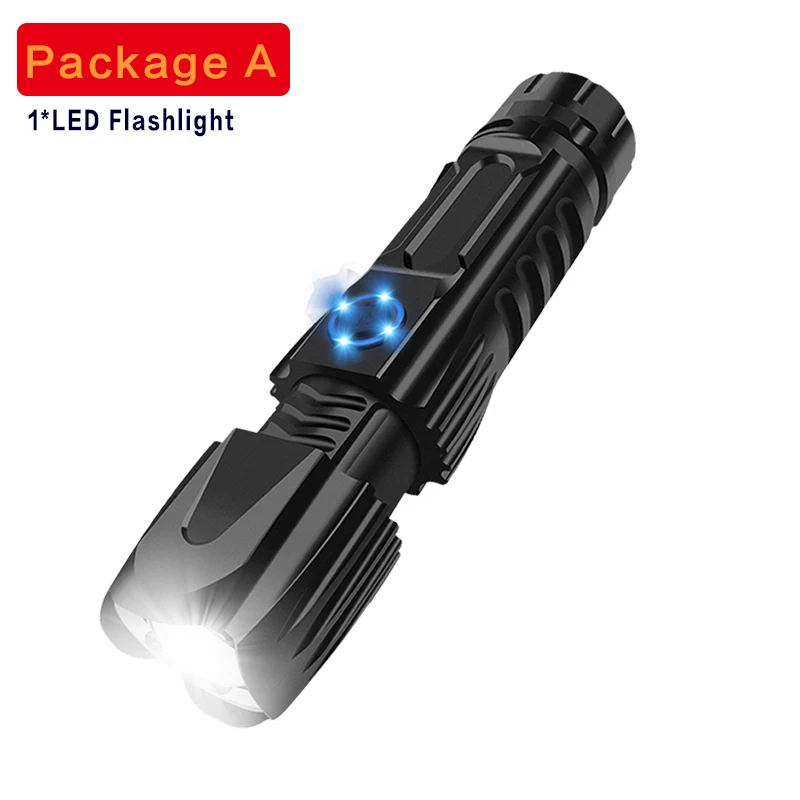 Мощный XHP90.2 Xlamp фонарик Тактический фонарик заряжаемый через интерфейс USB фонарь Водонепроницаемый фонарь умный чип контроль 26650 батарея - Испускаемый цвет: Package A