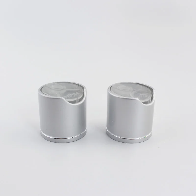 100 шт Серебряные дисковые верхние крышки с алюминиевым воротником 24/410 алюминиевая крышка для шампуня пластиковая бутылка контейнер с крышкой Push Pull, колпачки для пресса - Цвет: Silver Cap