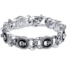 BD59N 22 см ширина 1,6 см 316L Нержавеющая Сталь Ссылка посеребренный череп браслет ювелирные изделия для мужчин ювелирные изделия, Fahion, современный