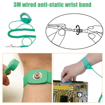 

Anti Static Wrist Strap 3m Adjustable Extendable ESD Anti Static Wrist Strap Elastic Band Alligator Clip