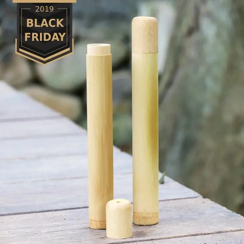 

Organic Bamboo Toothbrush Case Tube Natural Bamboo Tube Jar Portable Toothbrush Bamboo Cover Set