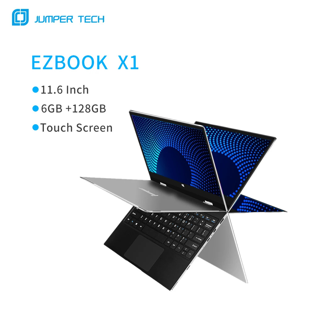 Jersey EZbook X1 Notebook 6GB 128GB 11,6 pulgadas 1920*1080 FHD Pantalla táctil IPS Intel Celeron Quad Core Laptop Win10 2,4G/5G WiFi