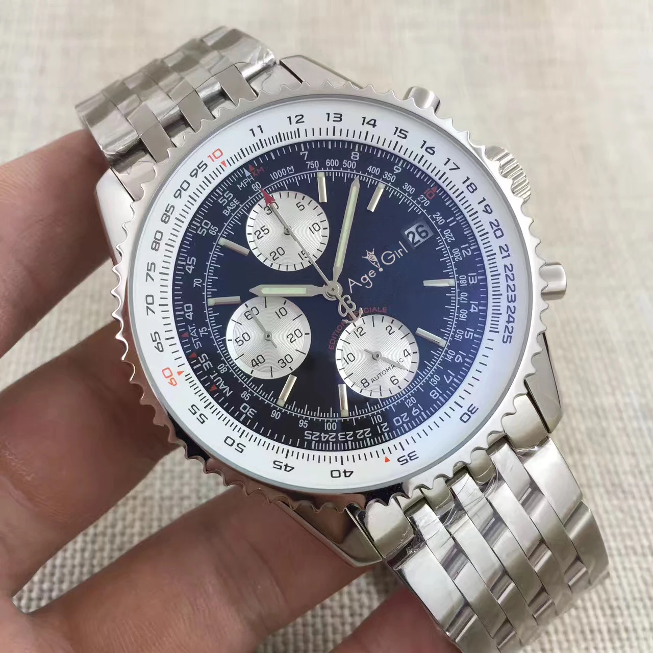 

Luxury Brand New Men Automatic Mechanical Chronograph Stopwatch Black Blue Stainless Steel Sapphire Limited Watches AAA+