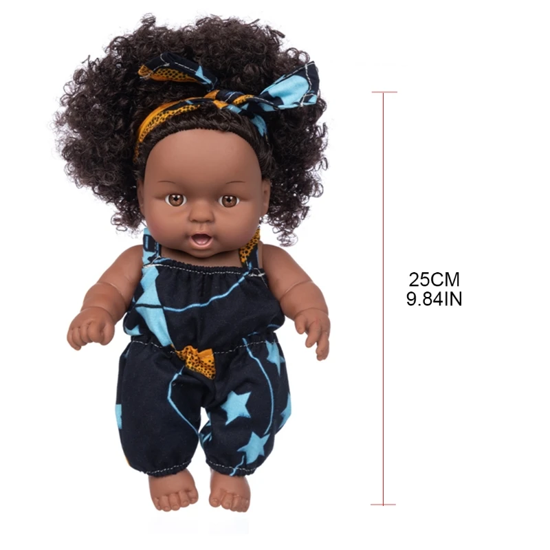 African black baby toy with curly hair christmas simualtion cartoon doll p b