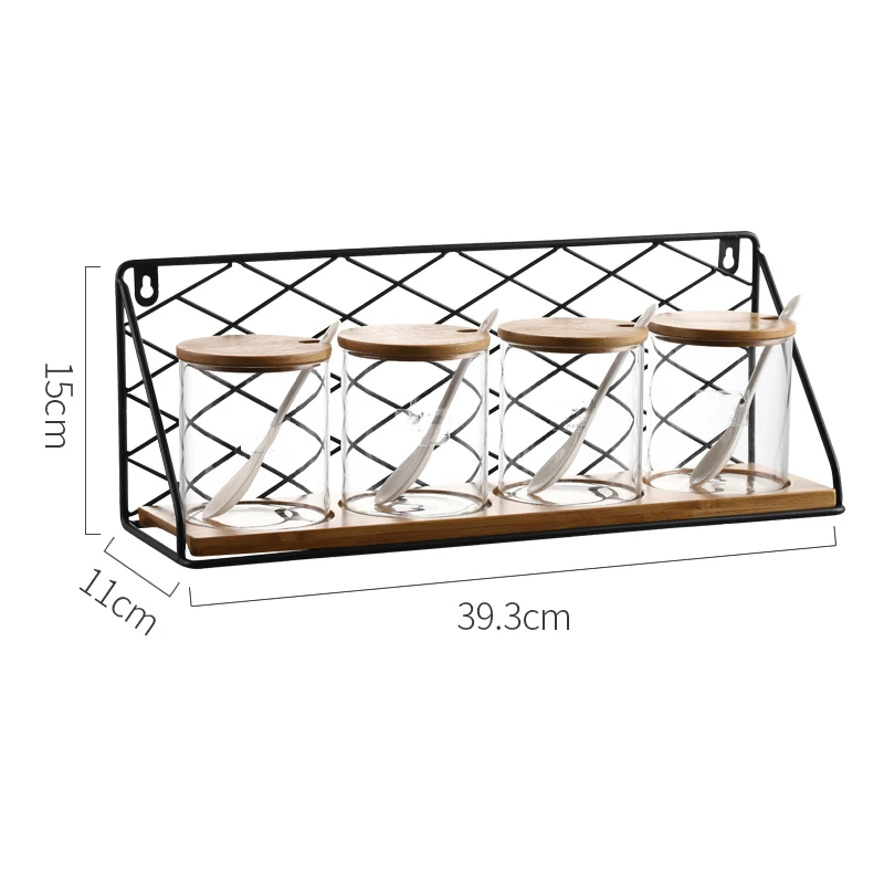 Простая и стильная беспробиваемая кухонная приправа коробка стеллажи приправа настенный набор креативный солонка Стеклянная емкость для хранения - Цвет: as the picture shows