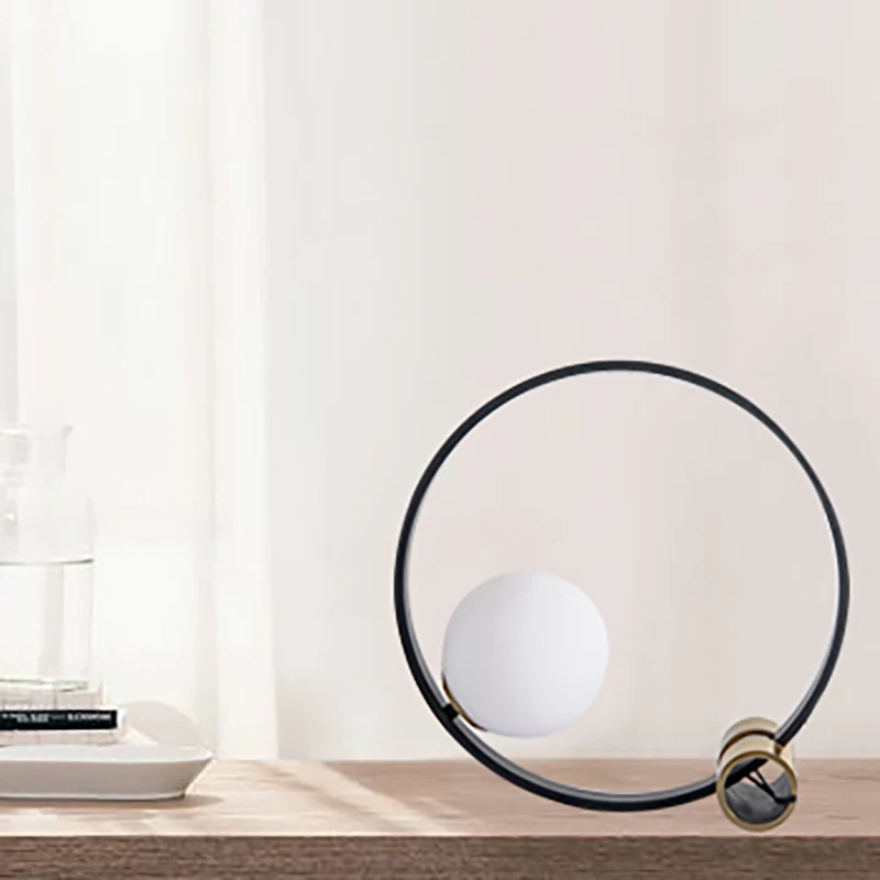 Minimalist Modern Black LED Decorative Nightstand Table Lamp for Living Room Bedroom Cabinet Art Decor