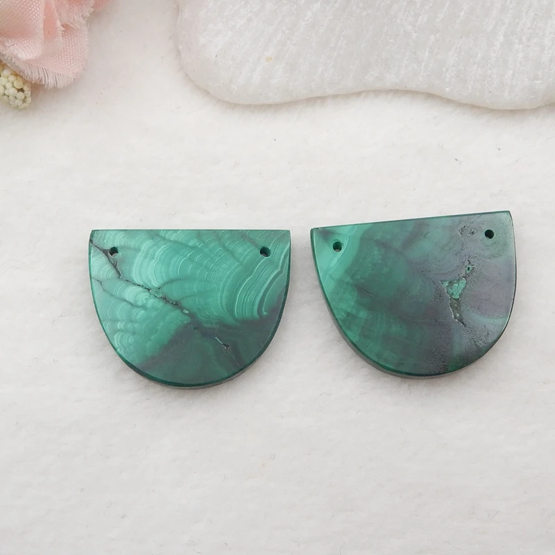 Orecchini In Malachite Pronti Personalizzazione Accessori Gioielli Semicerchio 25X20X3Mm9.5G