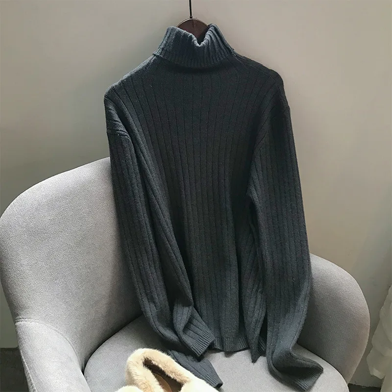Mooirue Autumn Femme Sweet Sweater High Knitting Thin Elastic Pullovers Feminine Yellow Grey Knitwear