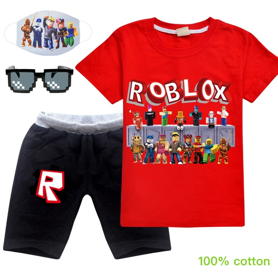 Nueva Camiseta De Algodon De Manga Corta Con Estampado De Roblox Para Nino Y Nino De Verano Conjunto De Pantalones Cortos Ropa Deportiva De Moda Informal Conjunto De Mascara Para Ninos - compre ropa de algodón de verano para niños roblox estampado de dibujos animados de manga corta ropa para niños camiseta conjunto de pantalones