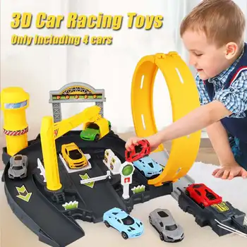 

Ejection Mobile Garage Parking Toys Magic Track Car Road Racing Track Toy Car Set With 4 Cars hot toys Gift for Kids Boy