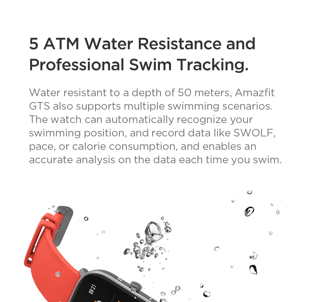 Original  Amazfit GTS Smart Watch 5ATM Waterproof 14 Days Battery Global Version Fashion GPS Smartwatch for Men For  Android